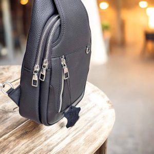 sb01 — genuine leather sling bag (adjustable strap)